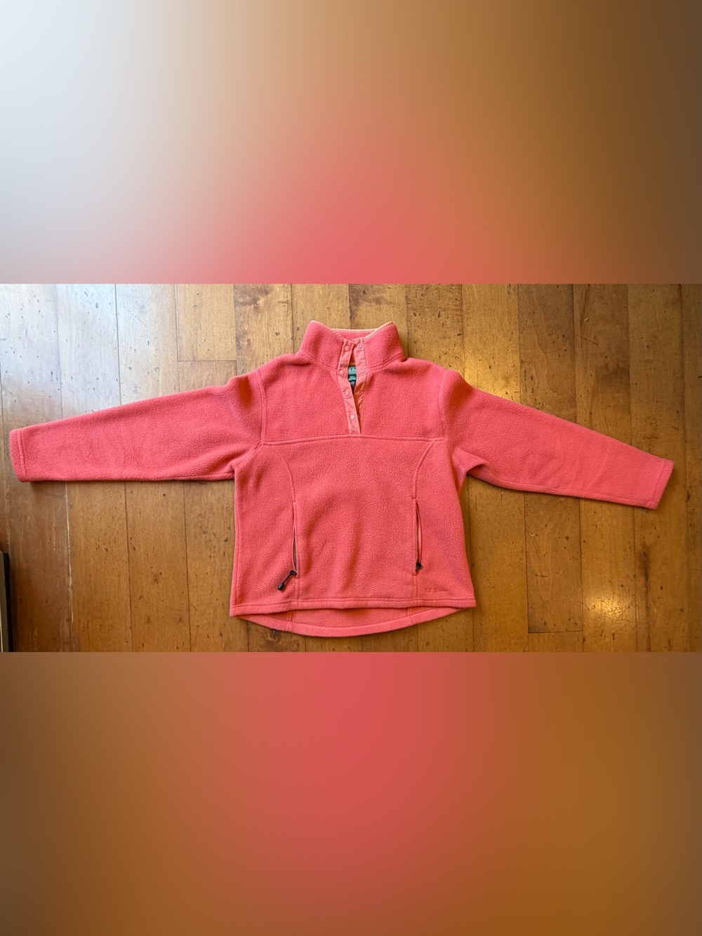 L.L. Bean Coral Pink Half-Zip Fleece Pullover